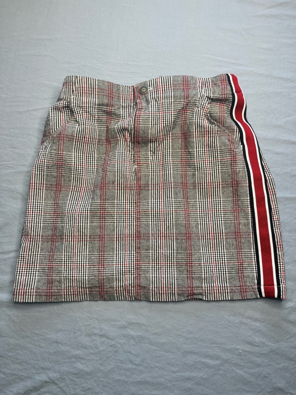 Hollister Plaid Mini Skirt with Red Side Stripe